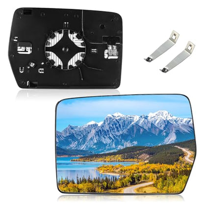 BDFHYK Mirror Glass Compatible with F150 2004-2014 Side View Exterior Mirror Glass with Backing Plate, Replaces 4L3Z-17K707-DB, 4L3Z17K707DB, Heated (Left Side) - size: Left Driver Side, style: 2004-2014 F-150