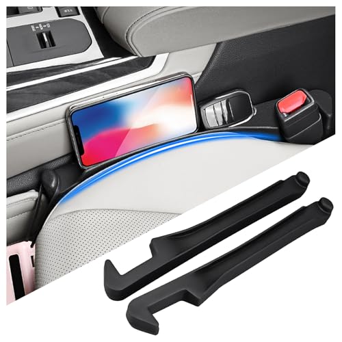 2PCS Car Seat Gap Filler,Upgraded 3 in 1 No Drop Seat Guard for Cars with Hook and Car Phone Holder Design,Universal Cars Seats Spacer Gap Filler for Double-Sided Use