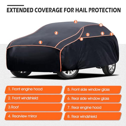 Hail Protector Car Cover, Waterproof EVA Thickened Car Hail Protector SUV Size A7 Fit for Toyota Highlander, Honda Pilot, Nissan Pathfinder, BMW X5/X6 (191-201 inch) - size: A7 Fit Suv Length 191" to 201"