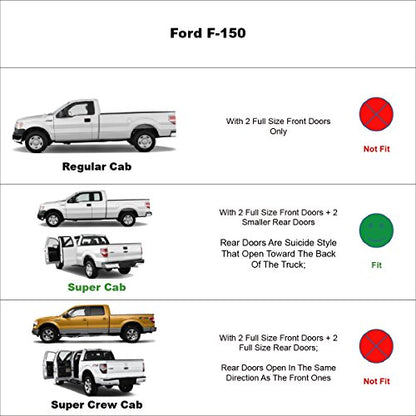 Window Visors Rain Guards Side Wind Deflectors for 2015-2025 Ford F150 Extended Cab/Super Cab,2017-2025 F250/350 SuperDuty Super Cab, Vent Guard Shade Sun 94974 4-Pieces Set - size: 2015-2024 F150 Extended Cab/Super Cab