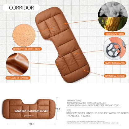 A leather rear seat cushion specially designed for cars - made by hand - can relieve pain in the buttocks, pressure points, and sciatic nerve. | Rear seat cover (Red Flag Brown, Rear Seat Cushion) - color: Red Flag Brown, size: Rear Seat Cushion