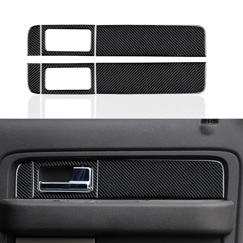 Youtaiche Rear Inner Door Handle Panel Interior Trim Cover for Ford F150 XLT 2009 2010 2011 2012 2013 2014 Carbon Fiber Sticker Accessories（Style A - color: Rear Inner Door Handle, a