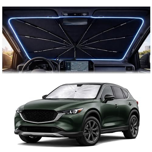 2026 Upgraded Car Windshield Sun Shade Umbrella - Custom-Fit for Mazda CX-5 2017-2026 Umbrella Sunshade,Easy Install,UV Protection & Heat Reflective,Keep Interior Cooler with Storage Bag - size: For Mazda CX-5 2017-2026