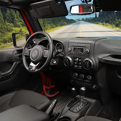 CheroCar 18PCS Interior Trim Kit for Jeep Wrangler JK JKU 2011-2018 4 Door,Steering Button Frame, Air Conditioning Vent Trim Cup Holder Cover,Gear Shift Knobs Frame,Carbon Fiber… - color: Carbon Fiber
