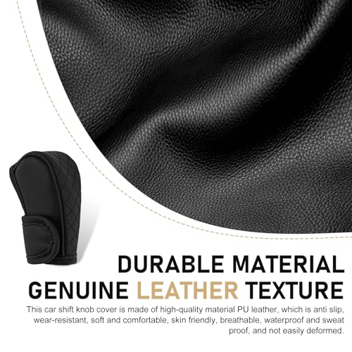 Car Leather Gear Shift Cover, Anti-Slip Dustproof Gear Shifter Stick Protector with Diamond Embroidery, Shift Knob Cover for Lever Protection, Universal for Cars,Trucks,SUVs (Black) - color: Black