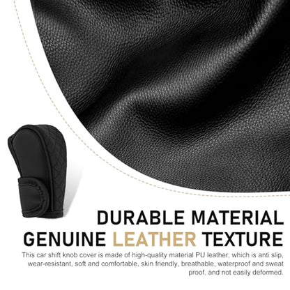 Car Leather Gear Shift Cover, Anti-Slip Dustproof Gear Shifter Stick Protector with Diamond Embroidery, Shift Knob Cover for Lever Protection, Universal for Cars,Trucks,SUVs (Black) - color: Black