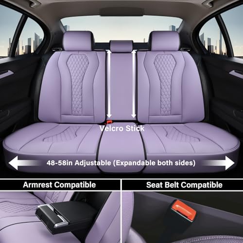Coverado Car Seat Covers Full Set, Purple Seat Covers, Automotive Car Seat Cover, Car Seat Cushion, Car Seat Covers Front Seats Back Seat Covers, Car Seat Protector Universal Fit Most Cars - color: Purple, size: FullSet
