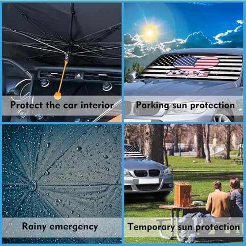 American Flag Heart Car Windshield Sun Shade Umbrella Car Windshield Foldable Car Umbrella Sun Shade Cover Car Visor Car Umbrella for SUV Truck Cars Sunshade - color: American Flag Heart