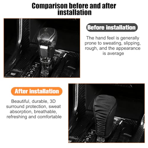 Zpana Car Gear Shift Knob Cover, Leather Automatic Vehicle Shifter Knob Protector, Anti-Slip Auto Interior Gear Stick Lever Handle Protection Cover, Universal for SUV, Sedan, Truck (Black) - color: Black