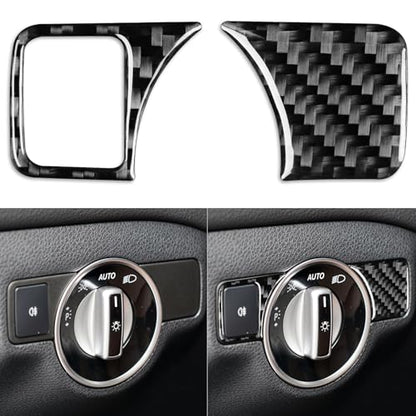 NVCNX Carbon Fiber Compatible with Mercedes-Benz C-Class W204 C250 C300 C350 C63 AMG 2011 2012 2013 2014 Sedan /2012-2015 Coupe Accessories Dash Headlight Switch Cover Interior Trim Sticker Decal 2PCs - color: Dash Headlight Switch Button Trim - for 2011+