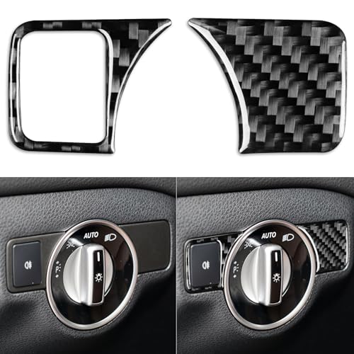 NVCNX Carbon Fiber Compatible with Mercedes-Benz C-Class W204 C250 C300 C350 C63 AMG 2011 2012 2013 2014 Sedan /2012-2015 Coupe Accessories Dash Headlight Switch Cover Interior Trim Sticker Decal 2PCs - color: Dash Headlight Switch Button Trim - for 2011+