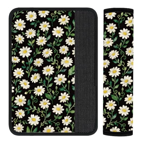 2Pcs Seat Belt Cover Pad 11 Inch Long Seat Belt Cushion Soft Comfort Shoulder Strap Protector Neck Pad Auto Accessory Decoration for Car Truck SUV Bag Backpack White Daisy - color: White Daisy