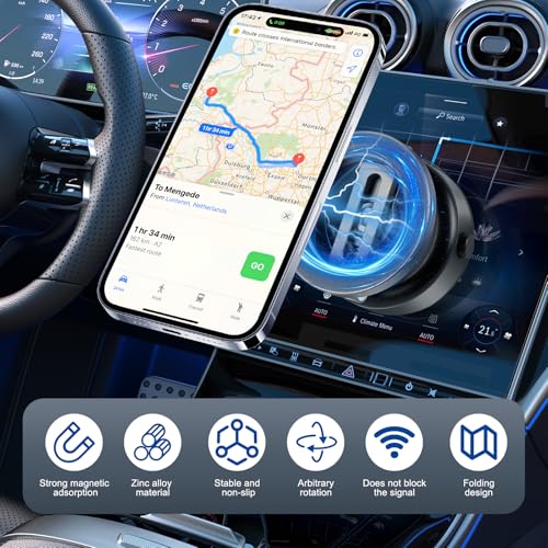 Generic Electric Vacuum Magnetic Suction Phone Holder, 360 Rotating, Universal Compatibility, Phone Mount for iPhone 16/15/14/13/12, Car/Mirror/Shower