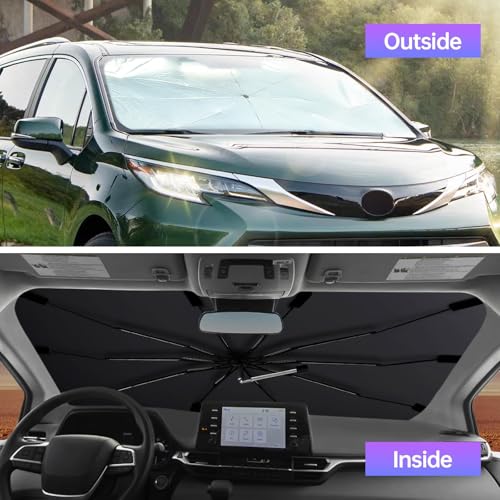 [2026 Upgrade] Windshield Sun Shade Umbrella, Scratch-Free Car Sunshade for SUVs, Foldable Automotive Interior Sun Protection | Highly UV Block Coating Auto Heat Shield Accessories(XX-Large) - size: XX-Large