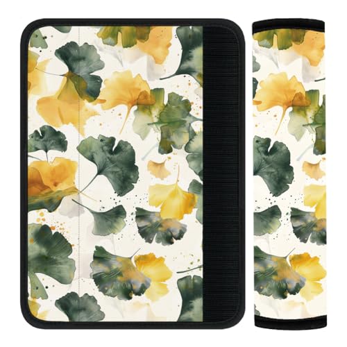 2Pcs Seat Belt Cover Pad 11 Inch Long Seat Belt Cushion Soft Comfort Strap Pad Auto Accessory Decoration for Car Truck SUV Bag Backpack Watercolor Ginkgo Leaf - color: Ginkgo Leaf