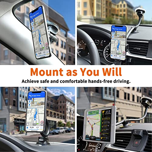 1Zero Magnetic Phone Car Mount 14-Inch Gooseneck Long Arm Extension, Universal Windshield Dashboard Industrial-Strength Suction Cup Car Phone Holder for All Cell Phones (Magnetic Phone Mount) - color: Magnetic Phone Mount