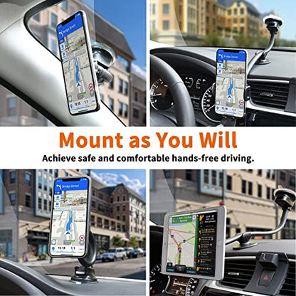 1Zero Magnetic Phone Car Mount 14-Inch Gooseneck Long Arm Extension, Universal Windshield Dashboard Industrial-Strength Suction Cup Car Phone Holder for All Cell Phones (Magnetic Phone Mount) - color: Magnetic Phone Mount