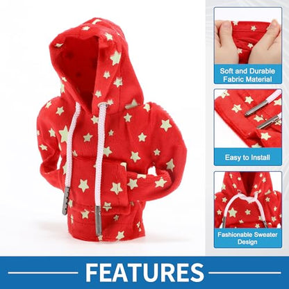Universal Shift Knob Cover Star Glow in the Dark Pattern Gearstick Hoodie Shifter Lever Knob Hoodie for Car RV Truck SUV Fabric Red - color: Red