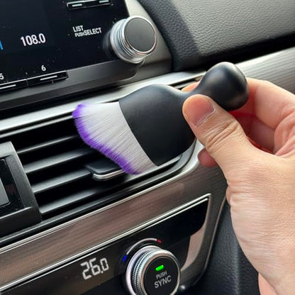 Car Detailing Brush, Soft Bristle Cleaning Brush, Scratch-Free Auto Duster Tool for Dashboard, Air Vents, Leather & Interior Cleaning (Black&Purple with Cap) - color: Black&Purple with Cap
