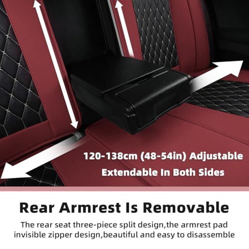 SanQing Car Seat Covers Full Set, Super Luxurious Heavy Universal Duty Waterproof Leather Automotive Vehicle Cover for Cars SUV Pick-up Truck, Non-Slip Seat Pink Car Accessories (Full Set/Wine Red) - color: Full Set/Wine Red
