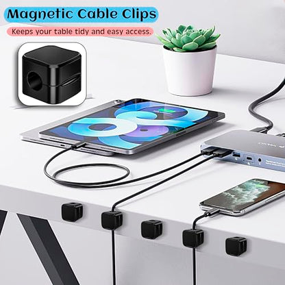 SaiTech IT Magnetic Cable Clips, Cord Organizer Holder, for Desk Cable Management, Adhesive Wire Keeper for Car, Office Home Desktop, Wall, Night Table (12 Pack) - size: 12 Pack