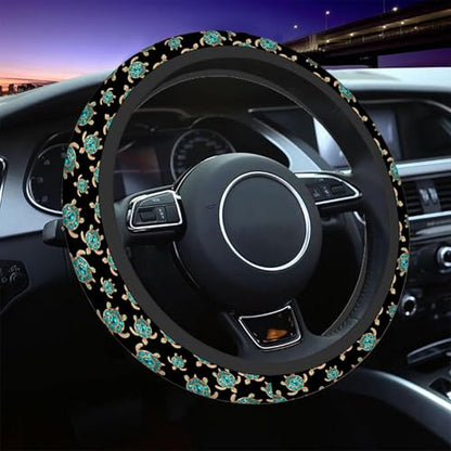 Swono Turtle with Stones Blue Car Neoprene Steering Wheel Cover Jewelry in The Form of A Turtle with Blue 15 Inch Anti-Slip Wheel Wrap Case Protector for SUV Sedan Vans Trucks - color: multi-051