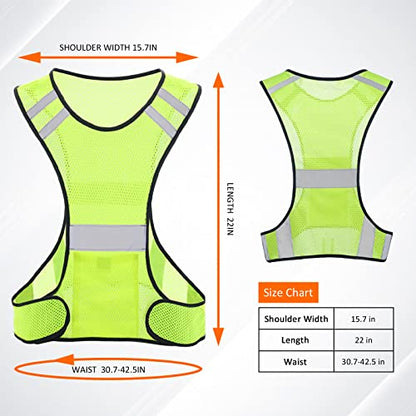 TCCFCCT Reflective Running Vest, High Visibility Running Gear with Large Pocket - color: 1 Pack Mesh Yellow