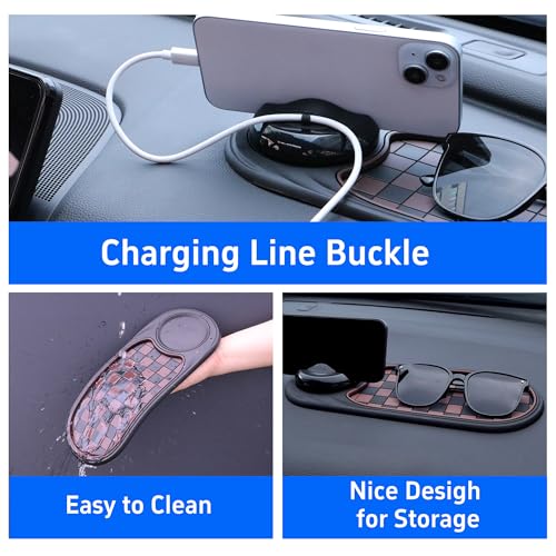 Universal Anti-Slip Car Dashboard Mat with 360° Rotating Phone Holder – Multi-Functional Organizer Pad for Phones, Sunglasses, Keys, and Daily Essentials (Gray Black) - color: Gray Black