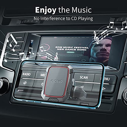 OQTIQ Magnetic CD Phone Car Mount for Car CD Player, Built-in 6 Strong Magnets, Compatible with iPhone 17 16 15 14 13 12 Series,Samsung Galaxy, LG, and More, Secure Mounting with Anti-Slip Pads - color: Black-Red