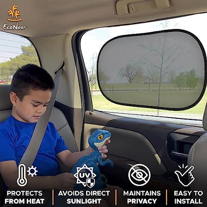 EcoNour Car Window Shades for Baby (2 Pack Transparent) | Sun Shade Window for Kids | Shades for Side Windows | Automotive Sun Protection from UV & Sun Glare | Car Baby Accessories | Medium 20"x12" - size: Medium - 2 Pack