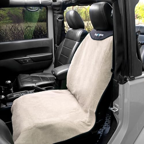 HAPPEGEAR Happeseat Waterproof Car Seat Cover & Protector – Universal Fit Car Seat Towel Cover – Non-Slip Backing, Easy Install & Storage, Machine Washable, Fits Front & Back, Sand - color: Sand