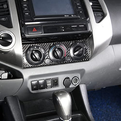 Soft Carbon Fiber Car Center Control Air Conditioning Adjustable Trim Sequins Stickers Trim Fit For Toyota Tacoma 2006 2007 2008 2009 2010 2011 2012 2013 2014 2015 (Black Carbon Fiber) - color: Black Carbon Fiber