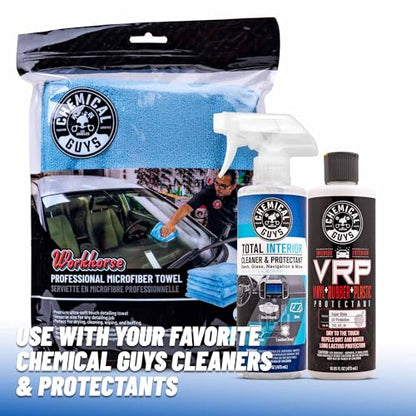 Chemical Guys Workhorse Professional Microfiber Towels, Blue - 6 Pack Ultra-Soft Blend Detailing Towels for Wax, Glaze, Interior, Glass & All-Purpose Cleaning 16" x 16"