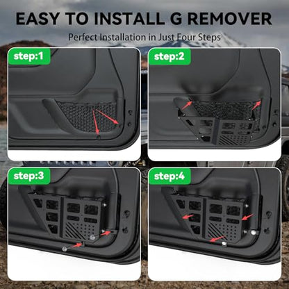 MusixiA Upgraded Metal Front Door Storage Box Pockets,Door Organizer Molle Panels for 2007-2018 Jeep Wrangler JK JKU 2/4 Door, Adjustable Side Insert Organizer 2PCS
