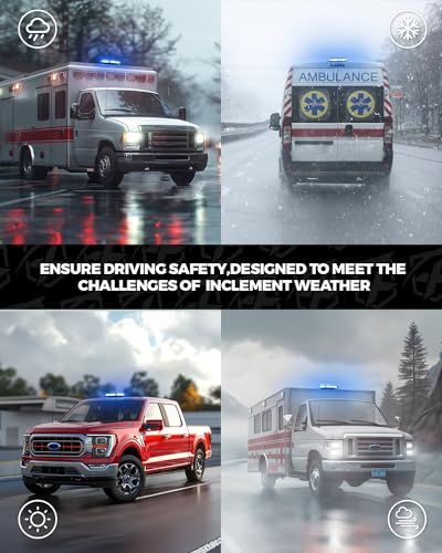 Xprite 108 LED Roof Top Strobe Light, US Flag Pattern Police Flashing Light, Emergency Hazard Warning LED Mini Strobe Lightbar w/Magnetic Base for Police Firefighter EMS Vehicles Trucks, Blue White - color: Blue White