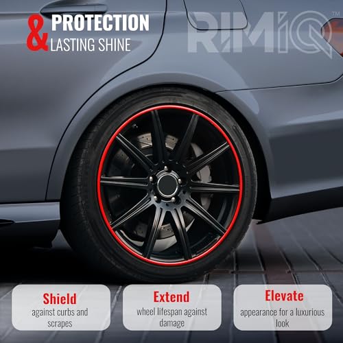 RIMiQ PROTECTiQ Universal Wheel Protection - 1/4" Trim Easy to Apply with Automotive 3M Tape. 6 Colors - Fits Up to 24" Rims - Including Tesla - Red - color: Red, size: Protectiq