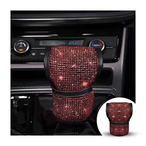 zipelo Bling Car Gear Shift Knob Cover, Rhinestone Anti-Slip Comfortable Handbrake Cover, Diamond Set Shifter Cover for Women, Auto Interior Accessories Universal Fit Van Truck - color: Red
