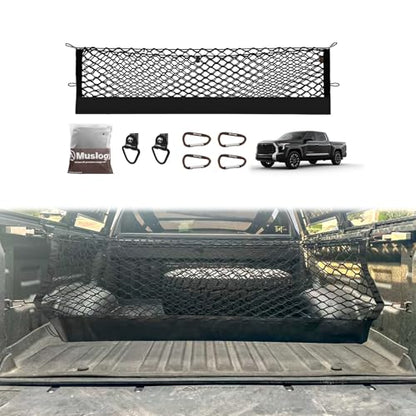 Muslogy Truck Bed Cargo Net Compatible with Toyota Tundra 2007-2024 2025 2026 Accessories, Pickup Truck Bed Cargo Organizer Storage Net with Heavy Duty Carabiners - style: 2007+ Tundra