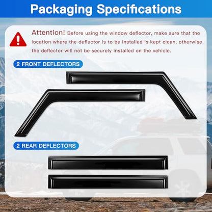 4Pcs Window Vent Visors, Outside-Mount Window Deflectors, Rain Guards for 2018-2025 Jeep Wrangler JL & 2020-2025 Jeep Gladiator - size: 2018-2025 Jeep Wrangler JL