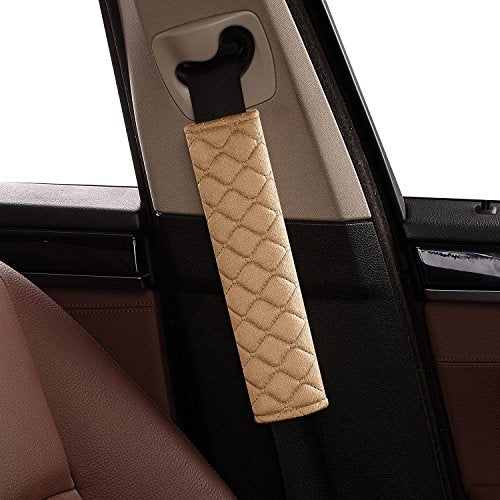 4 Pack Universal Car Seat Belt Pads, Adult Seat Belt Shoulder Strap Covers Harness Pad for Car/Bag,Soft Comfort Helps Protect You Neck Shoulder from The Seat Belt Rubbing (4pack-Beige) - color: beige