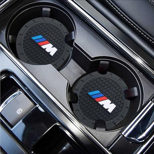 Car Cup Holder Coaster Fit for BMW M M2 M3 M4 Recessed Silicone Cupholder Coaster Interior Accessories 2.75in 2Pack - color: Black-05