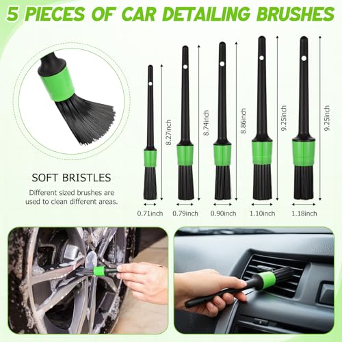 16 Pcs Windshield Cleaner Tool, Car Cleaning Kit with Various Detailing Brushes Set Spray Bottle Cleaner Towel Cleaning Gel Accessories Car Interior Detailing Kit for Windows Vents(Green) - color: Green