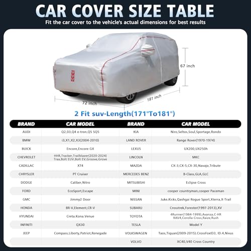 SUV Car Cover, 360° Underbody Wrap Design, All-Weather Waterproof Car Cover, Suitable for SUV Vehicle Body Length up to181 in - size: 1（SUV-A4）
