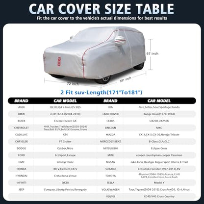 SUV Car Cover, 360° Underbody Wrap Design, All-Weather Waterproof Car Cover, Suitable for SUV Vehicle Body Length up to181 in - size: 1（SUV-A4）