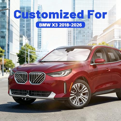 Car Windshield Sun Shade for BMW X3 2018-2026 –[Reflective Coated Fabric] Sunshade Umbrella for Front Window, Car Shades Sun Visor Keep Car Cool and Protects Interior, 1:1 Exact Fit - size: For BMW X3 2018-2026