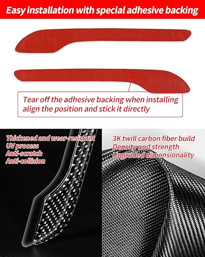 Door Handle Cover, Real Matte Carbon Fiber Door Handle Trim Protector Set Compatible with Tesla Model y Model 3 2017-2025 (4 Pieces) (Glossy Carbon Fiber with drip) - color: Glossy Carbon Fiber with drip