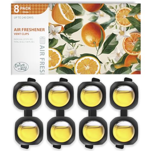 Car Air Freshener Vent Clips, 8 Pack, Provides Long-Lasting Scent, Up to 240 Days, Odor Eliminator (Citrus) - color: Citrus