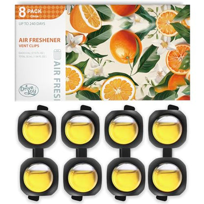 Car Air Freshener Vent Clips, 8 Pack, Provides Long-Lasting Scent, Up to 240 Days, Odor Eliminator (Citrus) - color: Citrus