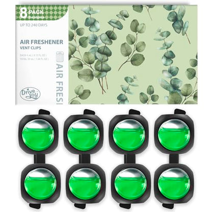 Car Air Freshener Vent Clips, 8 Pack, Provides Long-Lasting Scent, Up to 240 Days, Odor Eliminator (Eucalyptus) - color: Eucalyptus