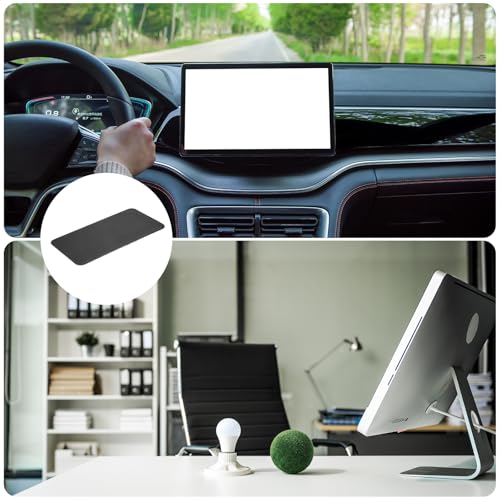 HARFINGTON 4pcs Car Dashboard Anti-Slip Mat 10.6" x 6" Universal Sticky Dash Pad Grid Pattern Washable Reusable Car Non-Slip Mats for Phone Keys Sunglasses Electronic Devices, Black